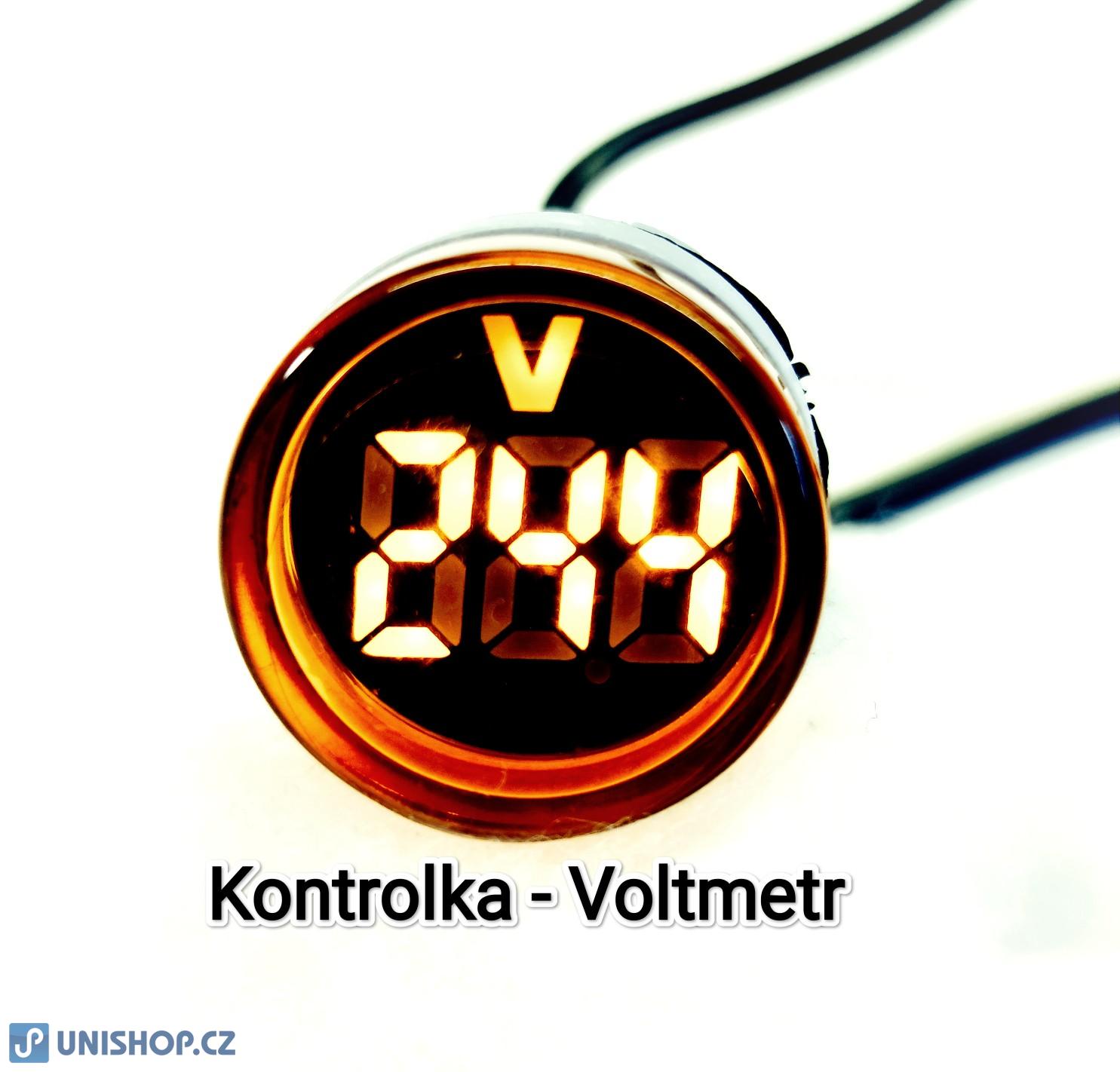 Voltmetr panelový AD16-22DSV, MP 60-500VAC, žlutý, větší segmenty