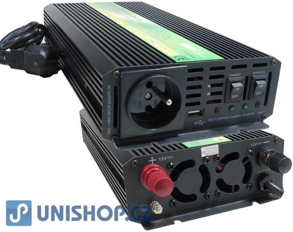Měnič 12V/230V + UPS 600W, modif.sinusovka,CARSPA