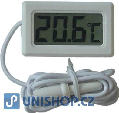 TPM-10 LCD Digitální ukazatel teploty se sondou - teploměr bílý