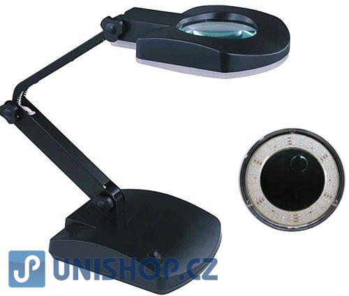 Stolní lupa s LED, 3/8 dioptrie podstavec,černá
