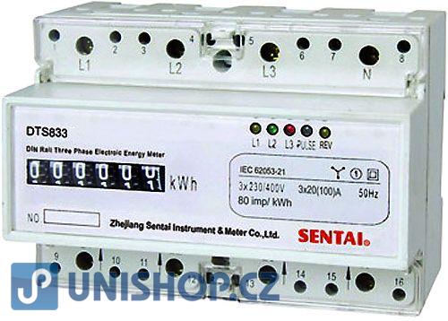 Elektroměr 3 fázový analogový na DIN lištu