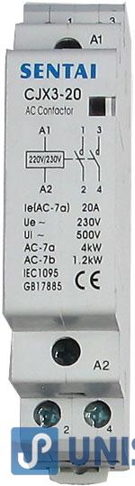 Stykač 230V/20A 2P na DIN lištu (L570)