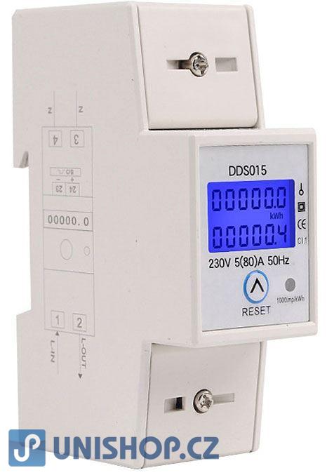 Elektroměr DDS015, 1 fázový na DIN lištu