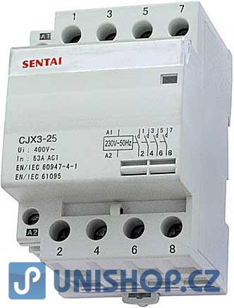 Stykač CJX3-25 230V/25A 4P na DIN lištu