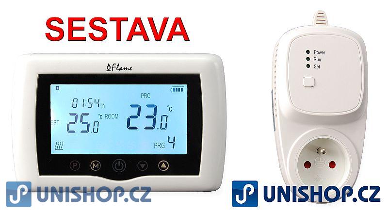 Bezdrátový termostat  Flame RF-P se zásuvkou