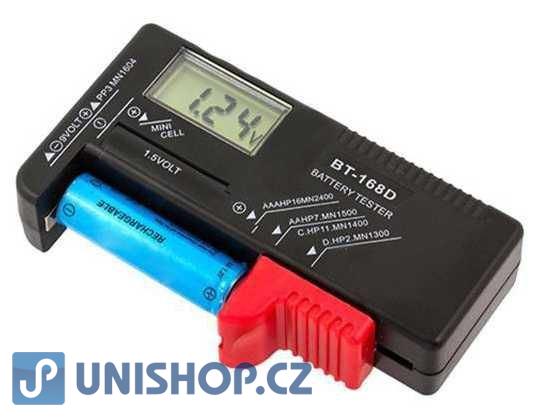 Tester baterií digitalní -R3, R6, R20, R14, 9V