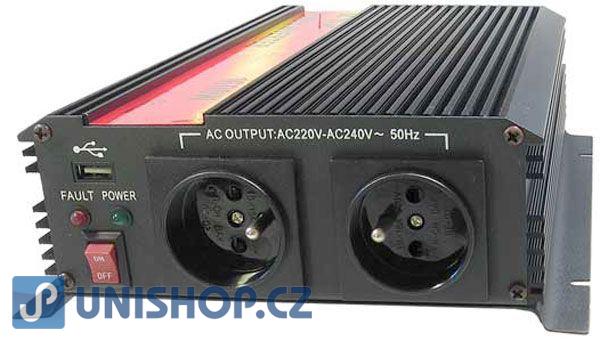 Měnič 12V/230V 1600W,modifikovaná sinus,CARSPA