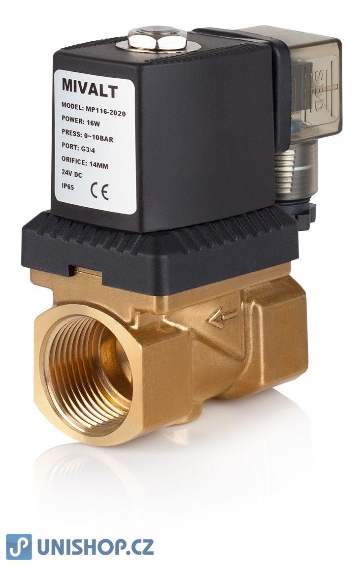 Elektromagnetický ventil MP 116-2020, NC, 3/4", 12V AC, mosaz (0,2 -10bar)