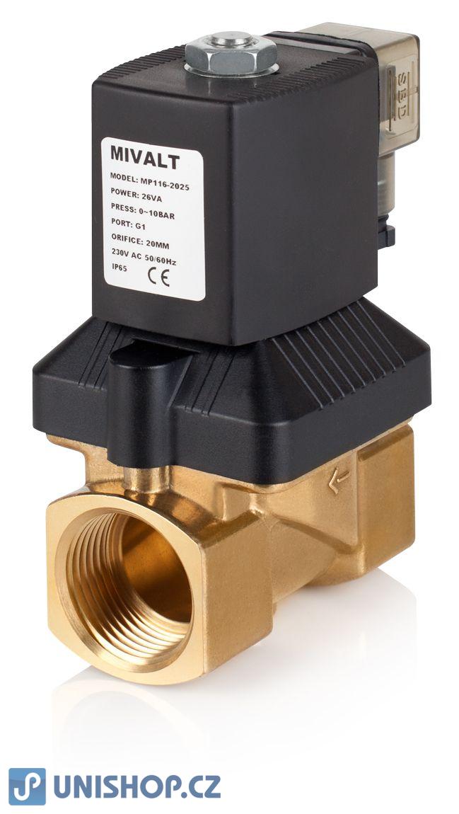 Elektromagnetický ventil MP 116-2025, NC, 1", 230V AC, mosaz (0-16Bar) AKCE