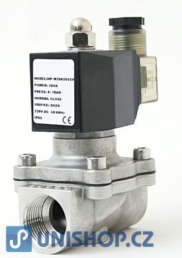 Ventil MP-W200-20SNK, NO, 3/4", 230V AC, dvoucestný, nerez (0-10bar)