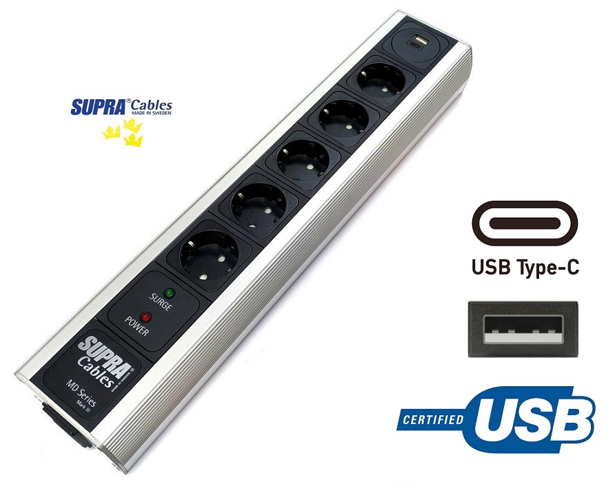 SUPRA Mains Block MD05-EU/SP with USB A/C